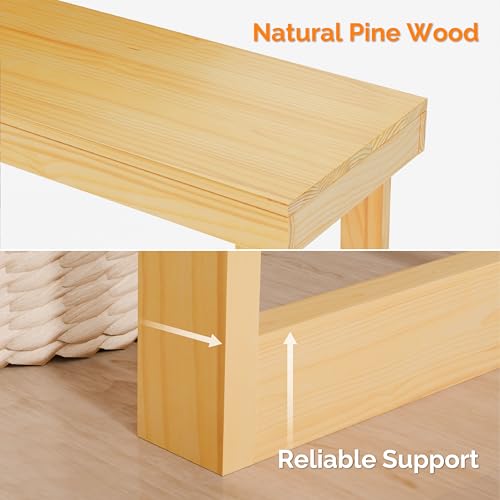 VINGLI 42.9" Entryway Table, Solid Wood Console Table, Narrow Sofa Table Behind Couch, Thin, for Living Room, Entrance, Hallway, Foyer, Bedroom, Office, Natural Wood VINGLI