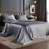 BEDELITE Satin Sheets Full Size Bed Set, Luxury Soft Dark Grey Silky Sheets for Hair and Skin, Similar to Silk Bed Sheets Set 4 Pieces with 1 Deep Pocket Fitted Sheet, 1 Flat Sheet, and 2 Pillowcases BEDELITE