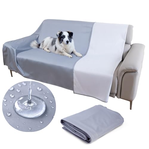 SILLY LEGACY Thin Reversible Waterproof Protective Bed Cover (King Size, 100 x 96 inch), for Pets, Babies; Incontinence, Dirt, Drool SILLY LEGACY