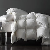 Royoliving Premium Feathers Down Duvet Insert Comforter Queen Size All Season Medium Warmth White 100% Cotton Cover with Corner Tabs (90x90, 50 oz) Royoliving