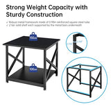 Fannova 2 Tier Large Printer Stand, 23.6 x 23.6 x 22.6 Inches Square Printer Table with Storage Shelf, Rolling Printer Cart with Industrial Wheels for Home Office, Mini Fridge Stand Table - Black