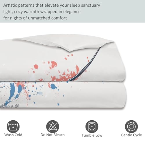 Aesthetic Duvet Cover Set White - Single 3-Piece Double-Sided Printed Bedding with Minimalist Fish Flag National Design, Ultra-Soft Microfiber Quilt Cover with Zipper for a Calm Generic