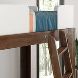 Max & Lily Mid-Century Modern Twin Over Twin Solid Wood Bunk Bed in Walnut/White Max & Lily