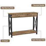 Treocho Console Table with Drawer and Storage Shelves, Foyer Sofa Table Narrow for Entryway, Living Room, Hallway Rustic Oak & Black Treocho