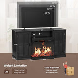 Flamaker Fireplace TV Stand for TVs up to 65'', 3-Sided Glass Media Entertainment Center Console with Storage, Adjustable Flame LED Color for Living Room (Black) Flamaker