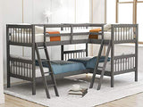 L-Shaped Bunk Bed Twin Over Twin, Quad Bunk Bed with Angle Ladder and Security Guardrail, Twin Size Bunk Beds Compatible with 4, Wooden Corner Bunk Beds Compatible with, Teens, Adults, No Box Spring WoodArtSupply