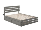 AFI Oxford Queen Size Platform Bed with Footboard & Twin XL Trundle in Grey AFI