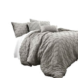 Lush Decor Ravello Pintuck Comforter Set - Luxe 5 Piece Textured Bedding Set - Traditional Glam & Farmhouse Inspired Bedroom Decor - King, Gray Lush Decor