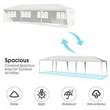 Tangkula 10' x 30' Party Tent, Portable Outdoor Tent with 5 Removable Sidewalls, and Connection Stakes, Ropes, Suitable for BBQ, Beach, Garden and Outdoor Events, Wedding Tent, White Tangkula