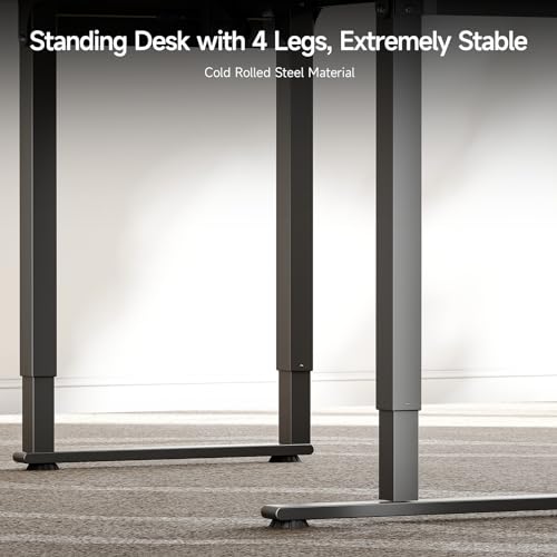 ONBRILL L Shaped Standing Desk, 63x43 Inches Electric L Stand Up Desk with 4 Legs, Dual Motor and Memory Controller, Adjustable Height from 28-46 Inches for Home and Computer Workstation, Black ONBRILL