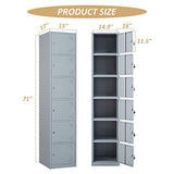 SISESOL Metal Locker Storage Cabinet with Doors and Shelves Metal Lockers with 6 Doors,71" Lockable Small Locker Storage Cabinet for Employees,School, Office, Home, Gym (Gray) SISESOL