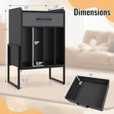 LOKO Record Player Stand, Turntable Stand with Drawer & Record Holder, Vinyl Display Shelf with Metal Frame, Record Storage Table for Living Room, Bedroom, Music Room (Black & Grey) LOKO