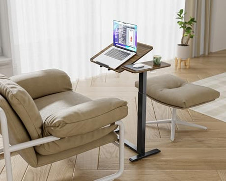 Ywin Medical Adjustable Tilt Overbed Bedside Table with Wheels, Swivel Portable Tray Table(27.6" W x 15.8" D), Small Standing Desk for Bedroom, Hospital, Couch, Office Use,Black Ywin
