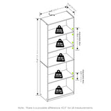 Furinno GEHRY Book Shelf, 5-Tier Bookshelf, Bookcase with Adjustable Shelves, 11.6 x 24.8 x 71.4, for Living Room, Bedroom, Home Office, White Furinno