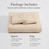MEISHANG Muslin Duvet Cover King Size - 100% Organic Cotton, Soft Textured Gauze Weave Duvet Cover for Breathable All-Season Oeko-Tex Certified - 3 Piece Set (King, Linen) MEISHANG