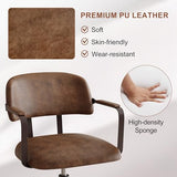 BFZ Mid Century Retro Home Office Desk Chair with Back, Faux Leather Adjustable Height Rolling Swivel Computer Task Armrests Chair for Home Office, Brown BFZ