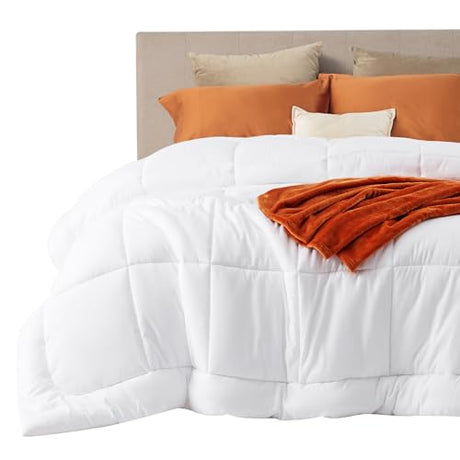 Bedsure Comforter Duvet Insert - Quilted Comforters Cal King Size, All Season Duvet, GentleSoft Down Alternative Bedding Blanket, with 8 Tabs, Gifts for Women/Men, White, California King 96X102 Inches Bedsure
