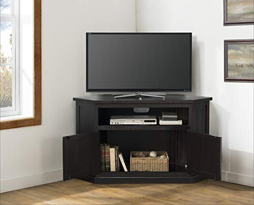 Martin Svensson Home Rustic Corner TV Stand, Espresso - WoodArtSupply