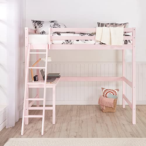 Hillsdale Caspian Wood Twin Loft Bed, Pink Hillsdale