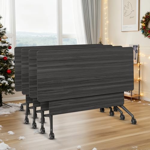 ZanyCajole Conference Room Table Folding Conference Tables, Modern Mobile Foldable Training Tables, Modular Rectangular Seminar Meeting Table with Silent Wheels for Office (4, Grey3, 61) ZanyCajole