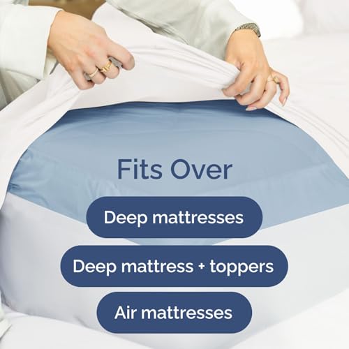 Extra Deep Queen 400 Thread Count Cotton Fitted Sheet - Hotel Luxury Single Fitted Sheet Only - Easily Fits 18" to 24" Mattress - Soft, Wrinkle Free, Breathable and Comfy - Extra Deep Pockets - White CGK Unlimited
