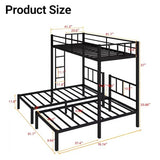 Zevemomo Twin Over Twin & Twin XL Bunk Bed, Metal Triple Bed with Safety Protect and Ladder, Convertible 3 Beds, No Boxing Spring Needed, Black Zevemomo