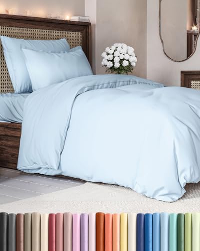 Duvet Cover Twin/Twin XL Size - Extra Soft Twin/Twin XL Size Duvet Cover - Breathable, Easy Care and Fade Free with Zipper Closures & Ties - 68" x 90" Inches - (Light Blue) Comforter Not Included CGK Unlimited