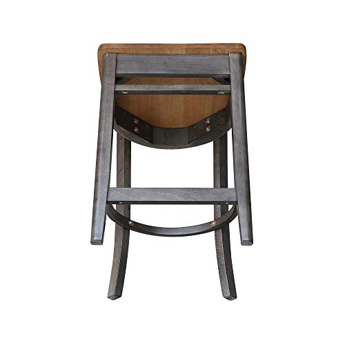 International Concepts Emily Counterheight Stool - 24-inch Seat Height, Hickory/Washed Coal (S45-6172) IC International Concepts