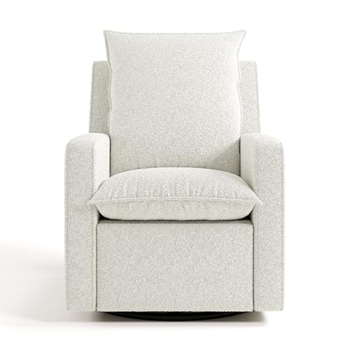 Storkcraft Timeless Recliner Glider with USB Charging Port (Ivory Boucle) - Ultimate Nursery Rocking Chair, Baby Glider Chair for Nursery, 360° Swivel Recliner, Plush Upholstery