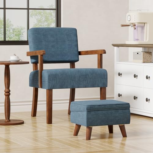 FAGAGA Accent Chair with Solid Wood Frame,Arm Chairs with Soft Seat and Armrests,Upholstered Reading Leisure Chair for Living Room,Bedroom,Office,Waiting Room FAGAGA