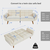 Betoko Convertible Futon Sofa Bed Sleeper Twin Size, Modern Reclining Linen Split Back Sofa Couch with Pillow Top Arm for Compact Living Room,Apartment (Beige) Betoko