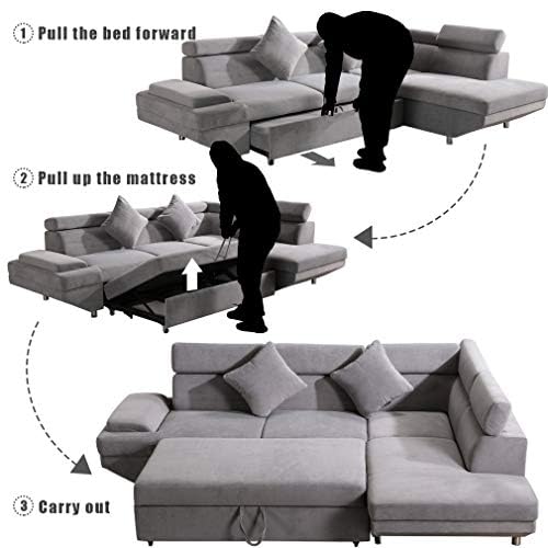 Sofa Bed Sectional Sofa Futon Sofa Bed Sleeper Sofa for Living Room Furniture Set Modern Sofa Set Corner Sofa Upholstered Contemporary Fabric FDW