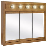 Design House 530618-NOK Richland Medicine 5-Light Solid Wood Frame Bathroom Cabinet with Mirrored Doors, 36-Inch, Nutmeg Oak Finish Design House