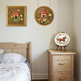 Santune 3 Pack Embroidery Kit Cross Stitch Needlepoint Kits for Beginners Adult Needle Point Sets with Mushroom & Horse Embroidery Patterns, Includes Step-By-Step Instructions & Accessories