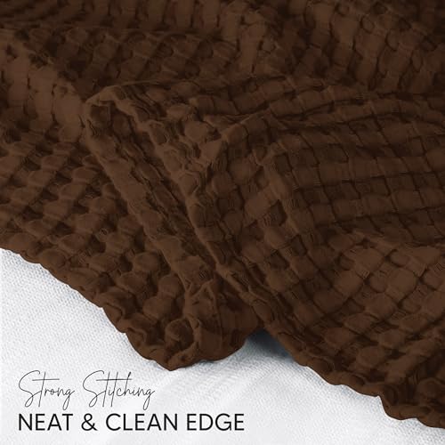 Utopia Bedding Brown 100% Cotton Waffle Blanket 300 GSM [King - 90x108 Inch] Soft Lightweight Breathable Bed Blanket for All Season Utopia Bedding