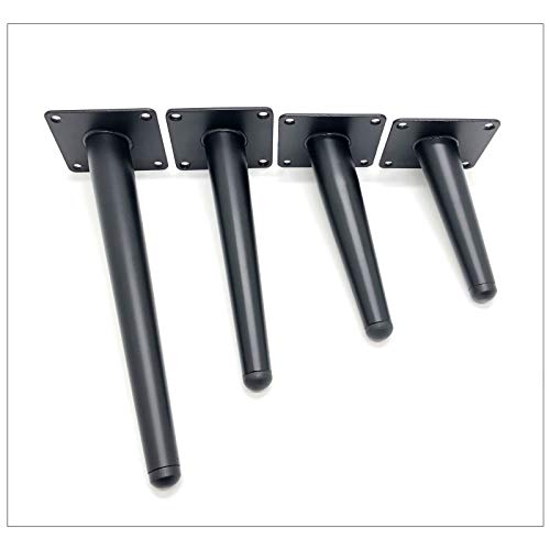 Generic Set of 4 Metal Oblique Tapered Matte Black Furniture Legs,DIY Replacement Sofa Couch Chair Legs,Coffee Table Legs,TV/Bathroom Cabinet Legs,10-72cm,with Screws (25cm/9.8in) (Black 72cm/28.3in) WoodArtSupply