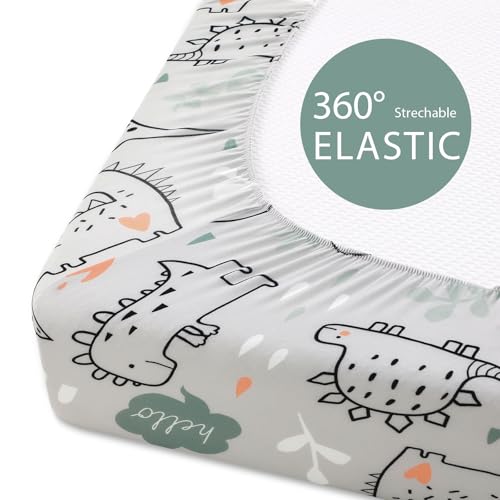 Unnivoll Baby Bassinet Sheets Girl Boy, Fitted Bassinet Sheet Set 3 Pack Bassinet Mattress Sheets Universal Fit for Rectangle, Round, Oval, Hourglass Mattress, Soft Breathable Green & Apricot Lion Unnivoll