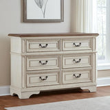 Signature Design By Ashley Realyn French Country Youth 6 Drawer Dresser, Chipped White & Brown Signature Design by Ashley