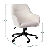 Martha Stewart Rayna Swivel Task Chair with Flared Arms for Home Office in White Boucle with Oil Rubbed Bronze Frame Martha Stewart