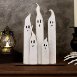 Halloween Table Decorations Indoor: Farmhouse Halloween Cute Ghost Decorations, Slender White Ghosts Wood Plank Signs Set, Rustic Tiered Tray Decor Wooden Ghost Desk Office Decor for Home Kids Treory