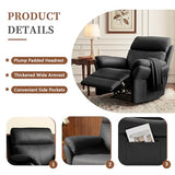 AIRSKY Genuine Leather Recliner Chair, Top Grain Leather, Italian Water-Washing Process, Reclining Sofa Chair for Reading, Single Sofas for Living Room, Theater Seating, Bedroom. Black,R1