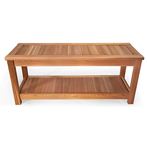 All Things Cedar SB44 Deluxe Cedar Sauna Bench | Premium Wooden Seating Bench | Relaxing Bathroom Bench for Adults | Handcrafted Indoor/Outdoor Sauna Chair (44x16x19)