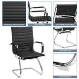 Yaheetech Faux Leather Office Reception Chair Without Wheels Mid Back Ergonomic Guest Chairs for Conference Reception Room Waiting Room, Set of 2 Black