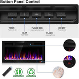 31 Inch Electric Fireplace Recessed and Wall Mounted, Fireplace Heater and Linear Fireplace, Ultra-Thin Electric Fireplace, Low Noise, with Timer, Remote Control, Adjustable 12 Flame Color, 750/1500W Sixfivsevn