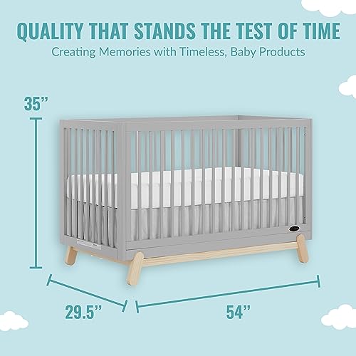 Dream On Me Hygge 5-in-1 Convertible Crib in Pebble Grey Oak, JPMA & Greenguard Gold Certified, Made of Sustainable Pinewood, Easy to Clean, Safe Wooden Nursery Furniture - WoodArtSupply