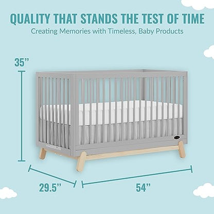 Dream On Me Hygge 5-in-1 Convertible Crib in Pebble Grey Oak, JPMA & Greenguard Gold Certified, Made of Sustainable Pinewood, Easy to Clean, Safe Wooden Nursery Furniture - WoodArtSupply