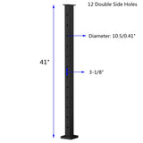 Senmit Cable Railing Post - Stainless Steel Square Fence Post for Deck Cable Railing System, Flat Top 42"x2"x2" - 12 Holes Level Pre-Drilled, Matte Black Senmit