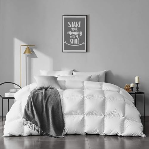 APSMILE Lightweight Feather Down Comforter Twin Size - Ultra Soft 100% Organic Cotton Quilted Duvet Insert, Thin Bedding Comforter for Warm Weather/Hot Sleepers (68x90, Ivory White) APSMILE