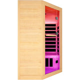 2-3 Person Corner Infrared Sauna Cabin 2180W Home Dry Steam Sauna with Colorful Lights and Bluetooth Speaker, Low Electromagnetic Radiation Canadian Hemlock Wood Dimensions 47.2 x 47.2 x 74.8 inches RIGO