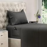DREAMCARE Twin XL Sheet Sets – 3pcs Cooling Sheets – up to 21” Extra Deep Pocket Twin XL Sheets Set – Hotel Luxury Sheets & Pillowcases – Superior Softness 100% Fine Microfiber with Side Pocket – Gray DREAMCARE